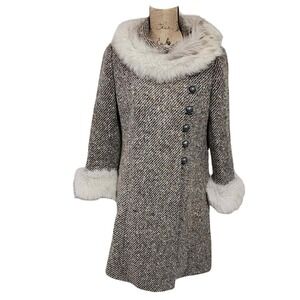 PEyton & Marcus Dee Dee‎ Deb Vintage Tweed and Fur Coat Women's Size medium